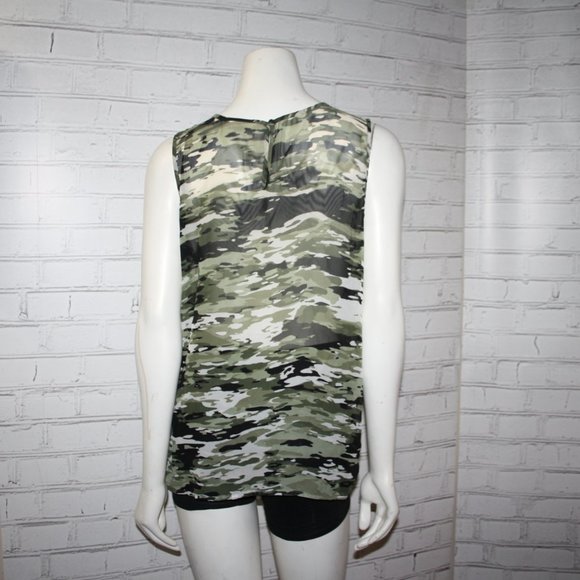 🌿🖤 Bobbie Brooks Sheer Camo Blouse · Size L - Picture 5 of 5